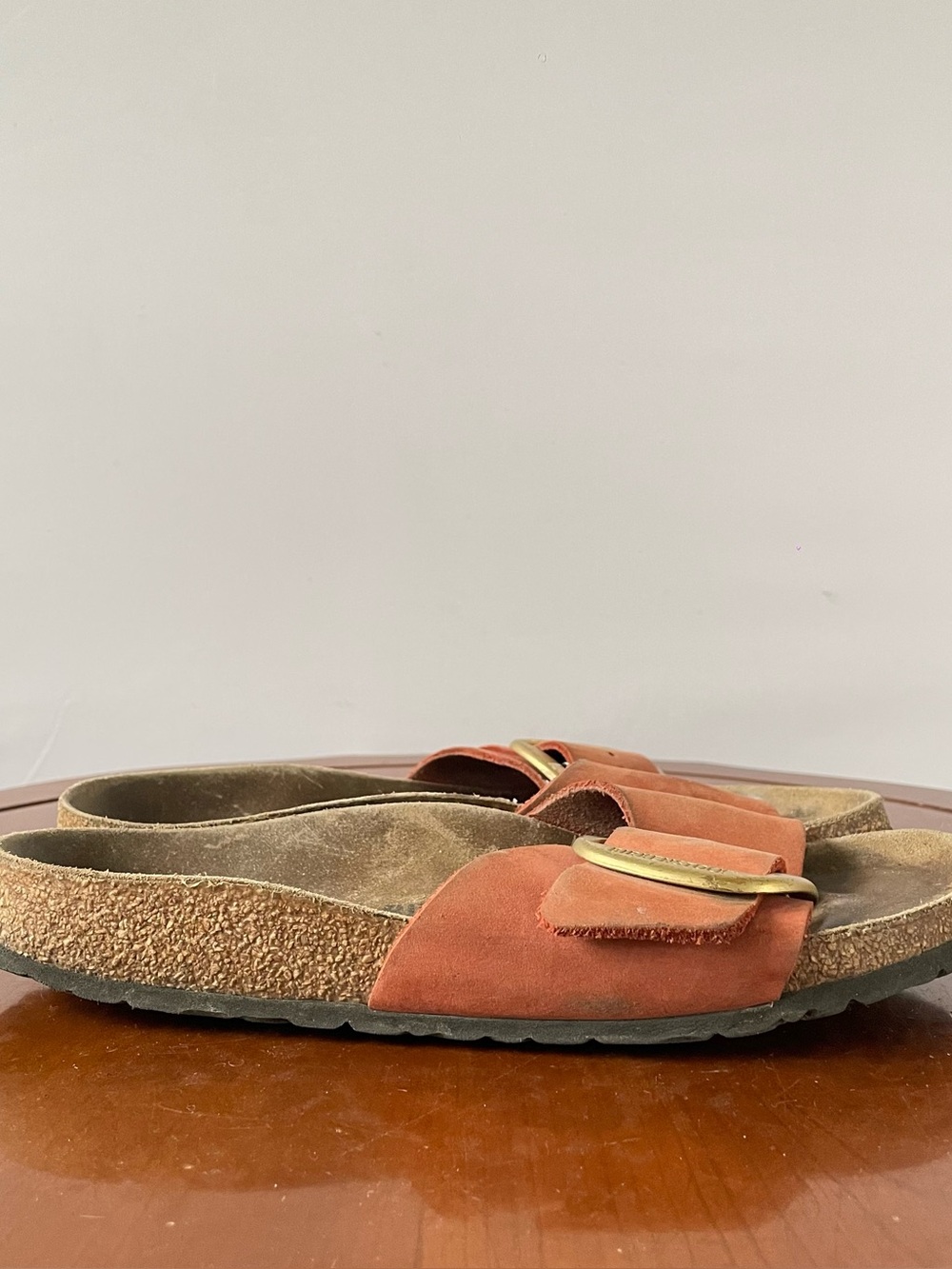 Birkenstock Madrid Big Buckle Terracotta Nubuck Leather Slide Sandals | EU 39